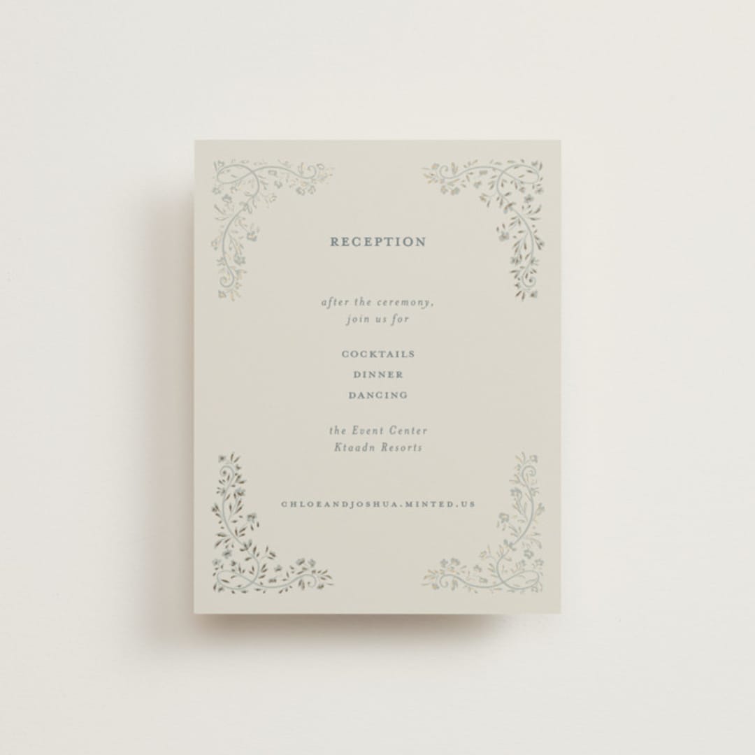 "Floral Romance" - Reception Cards in Something Blue by Gwen Bedat - Front