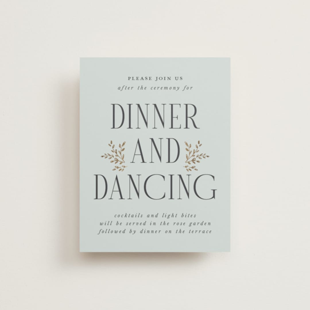 "Enchanted" - Reception Cards in Mist by Laura Hankins - Front