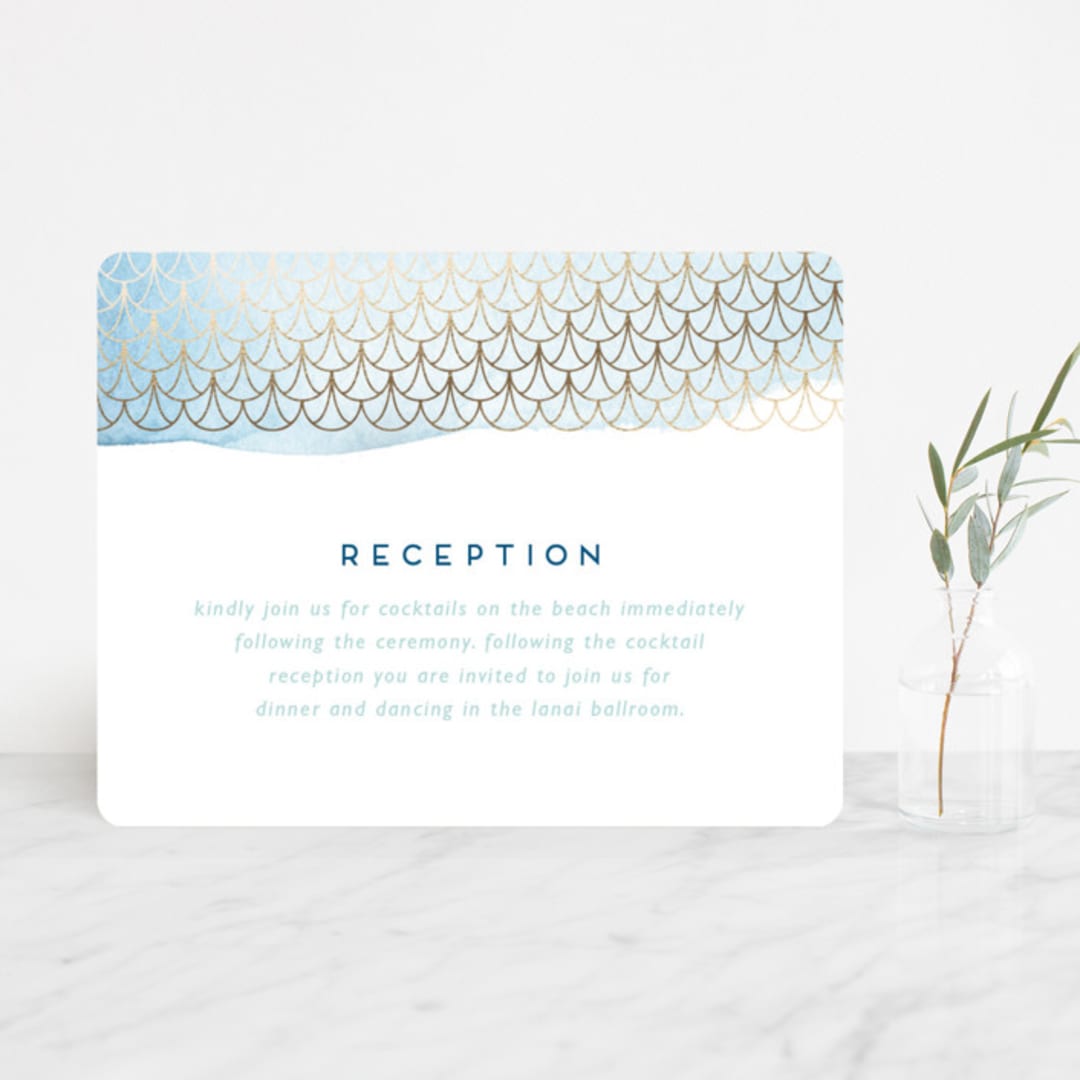 "Sea Crest" - Reception Cards in Turquoise by Kaydi Bishop - Front
