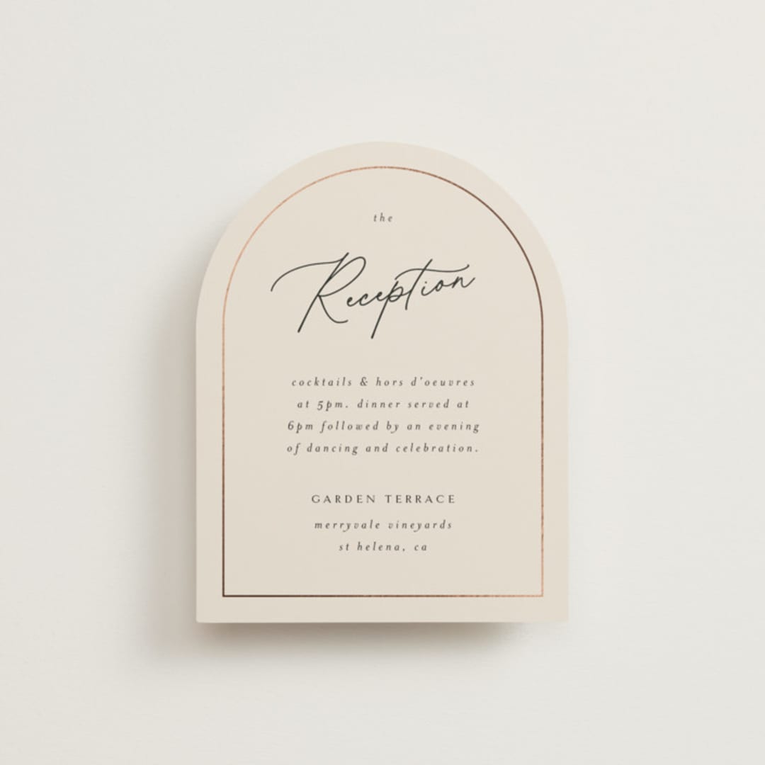 "Encircled Love" - Reception Cards in Taupe by Kelly Schmidt - Front