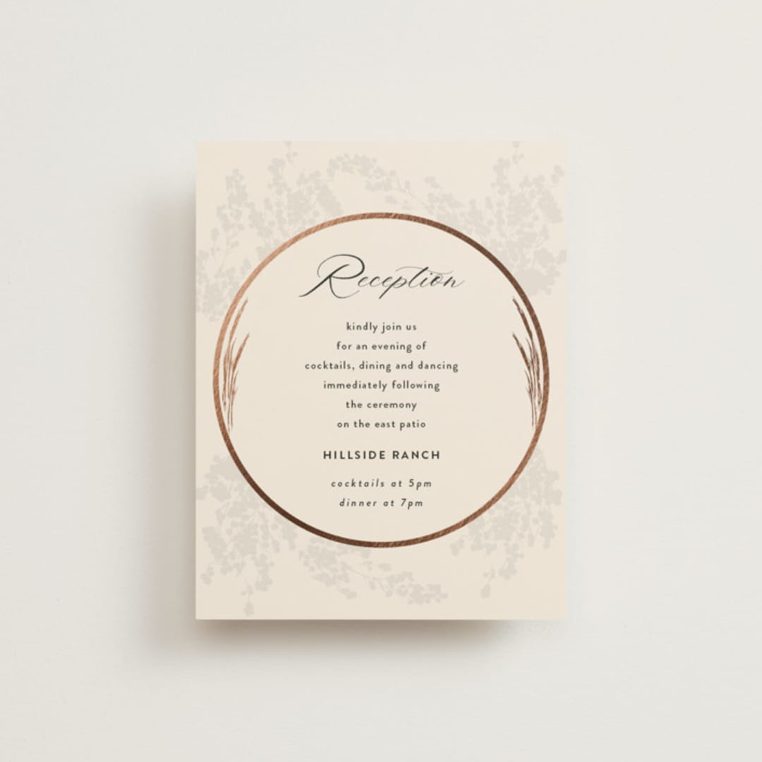 "Botanical Edge" - Reception Cards in Latte by Susan Moyal - Front
