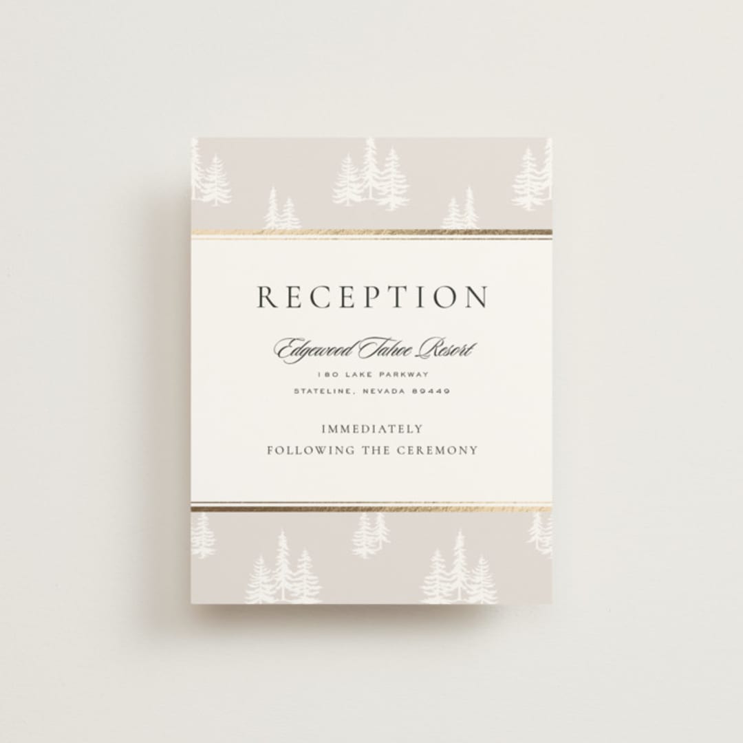 "Gilded Forest" - Reception Cards in Snow by Stacy Maalouf - Front