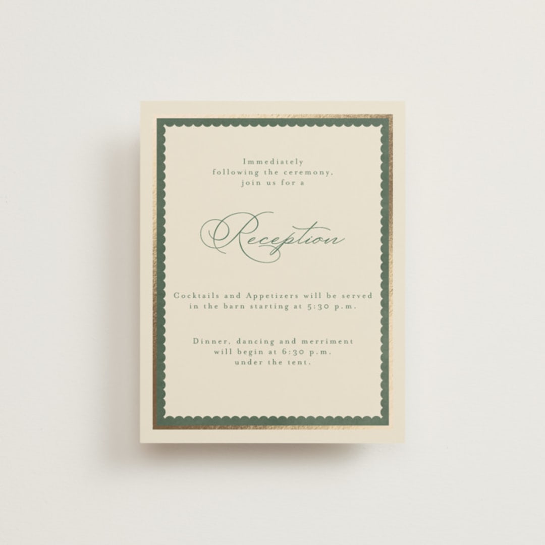 "Vintage Oval" - Reception Cards in Rosemary by Emily Betts - Front