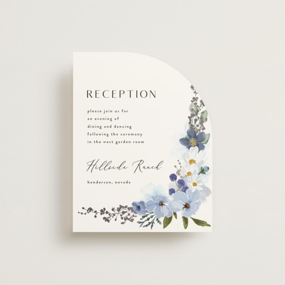 "Layered florals" - Reception Cards in Serenity by Susan Moyal - Front