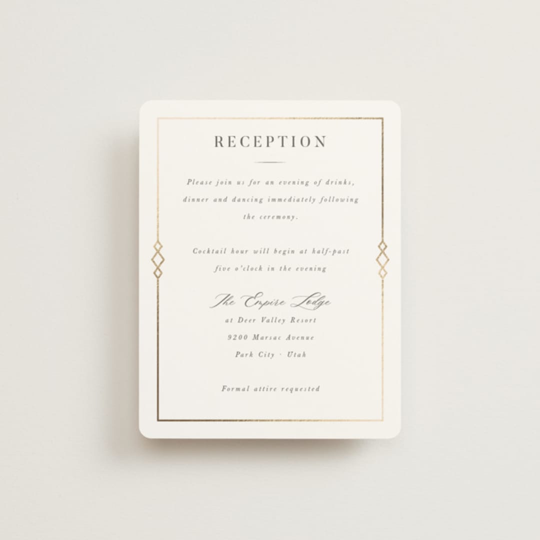 "Regent" - Reception Cards in Opal by Robert and Stella - Front