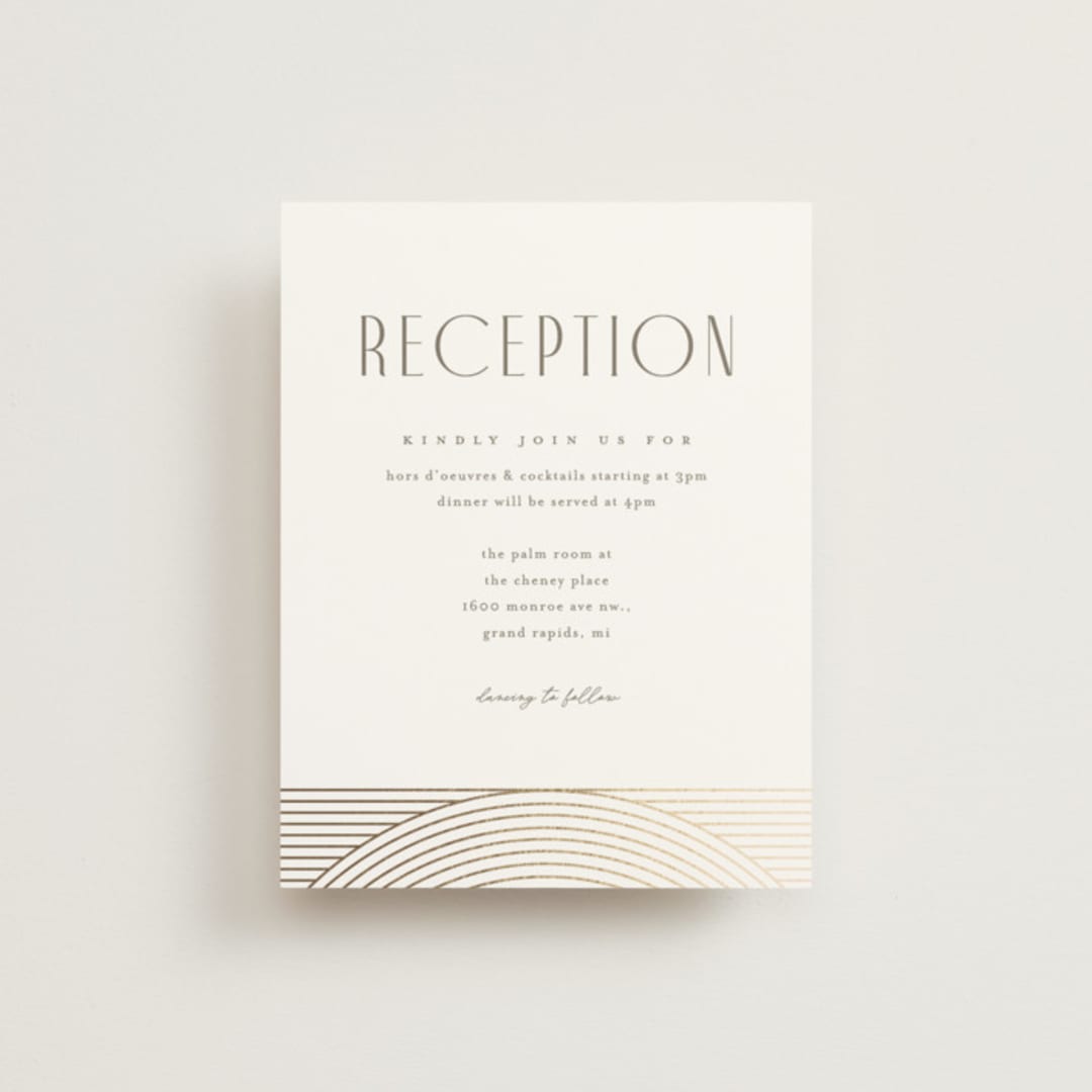 "Moderne" - Reception Cards in Alabaster by Pixel and Hank - Front