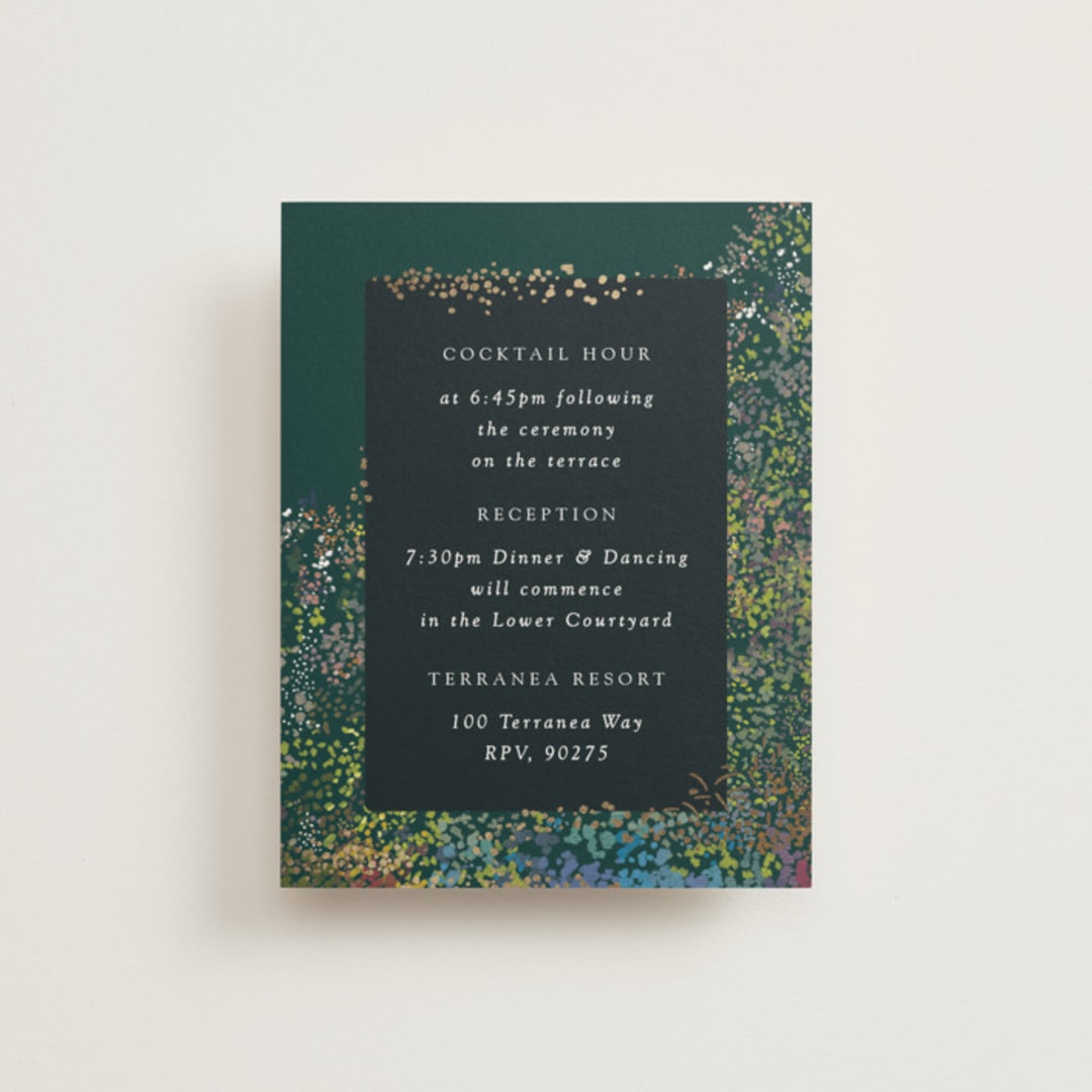 "By the Creek" - Reception Cards in Emerald by Becky Nimoy - Front