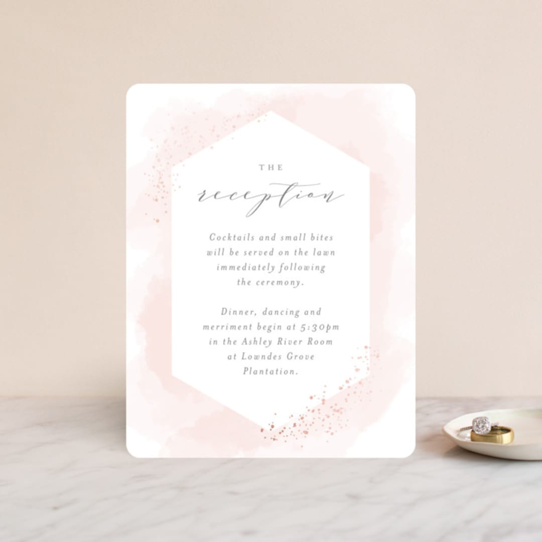 "Sparkling Champagne" - Reception Cards in Blush by Kristie Kern - Front