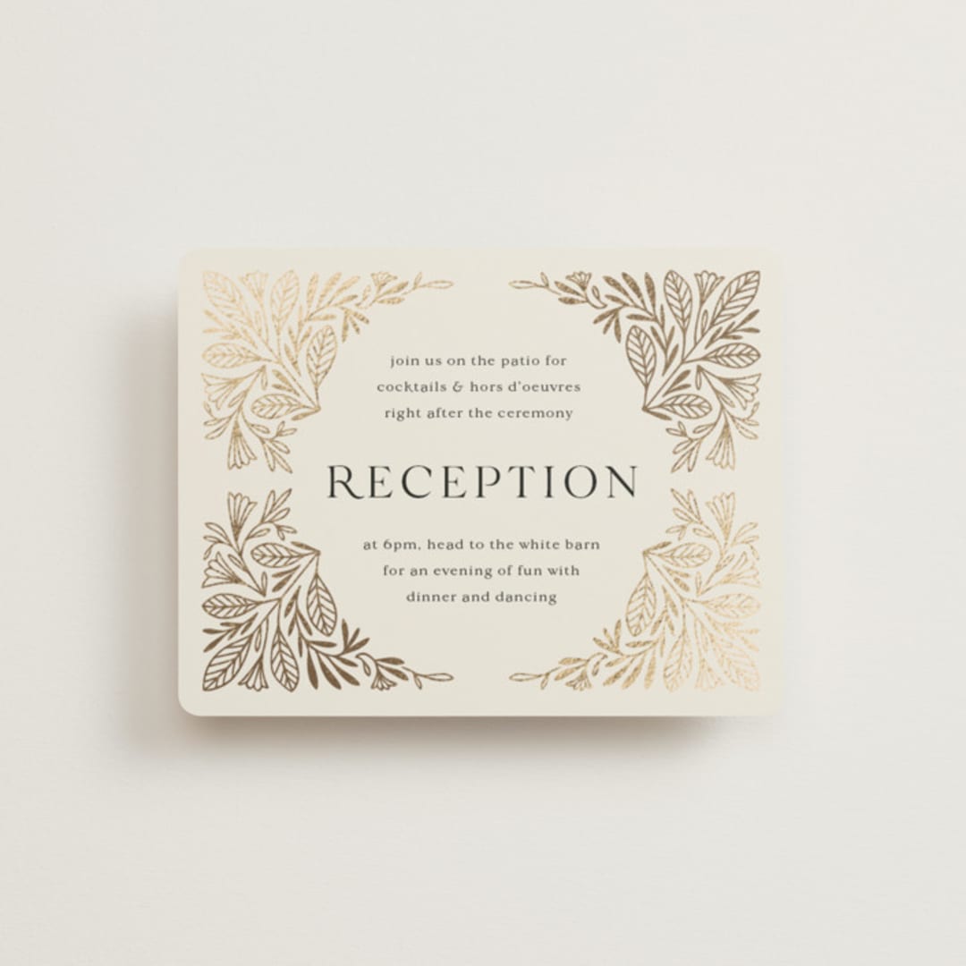 "Baroque" - Reception Cards in Cream by Jen Owens - Front