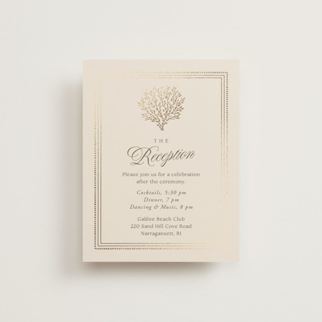 "Seaside" - Reception Cards in Champagne by Griffinbell Paper Co. - Front