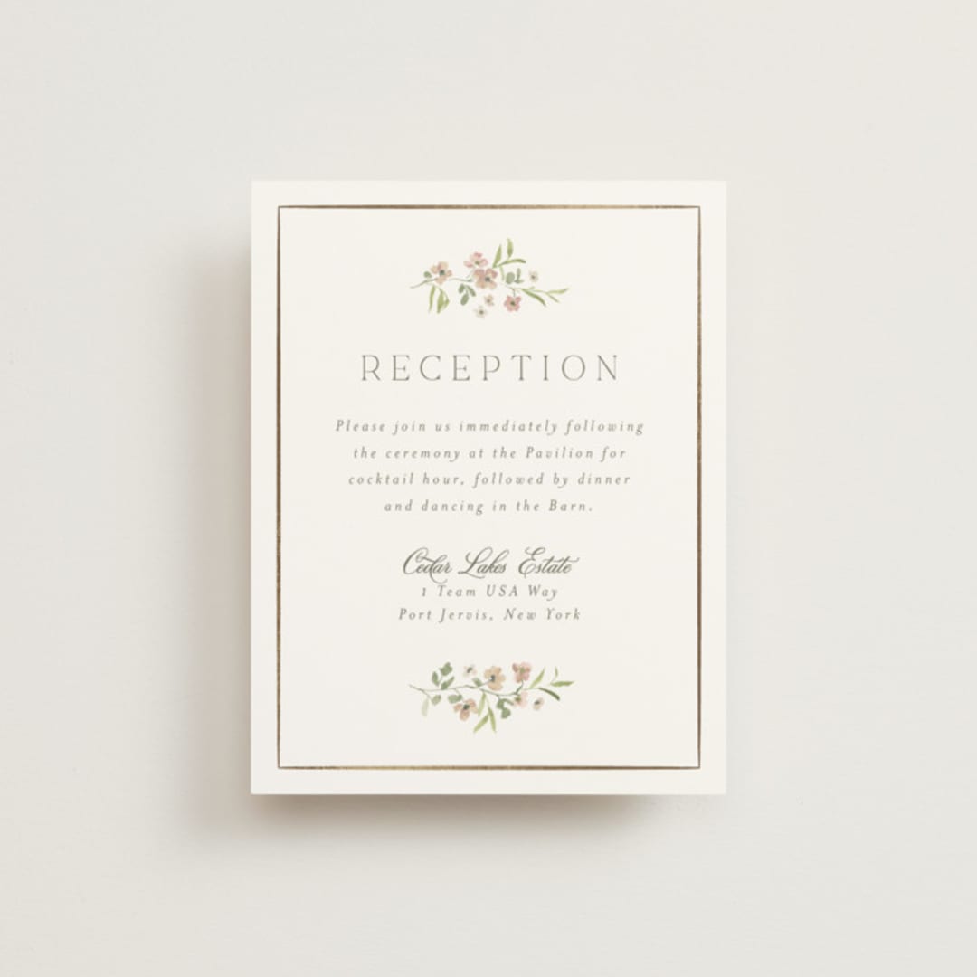 "Posy" - Reception Cards in Blush by Everett Paper Goods - Front