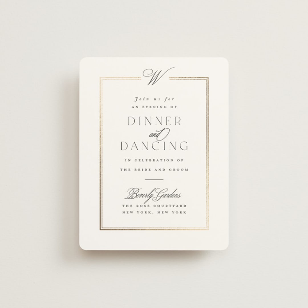 "Elegant Type" - Reception Cards in Pearl by Leah Bisch - Front