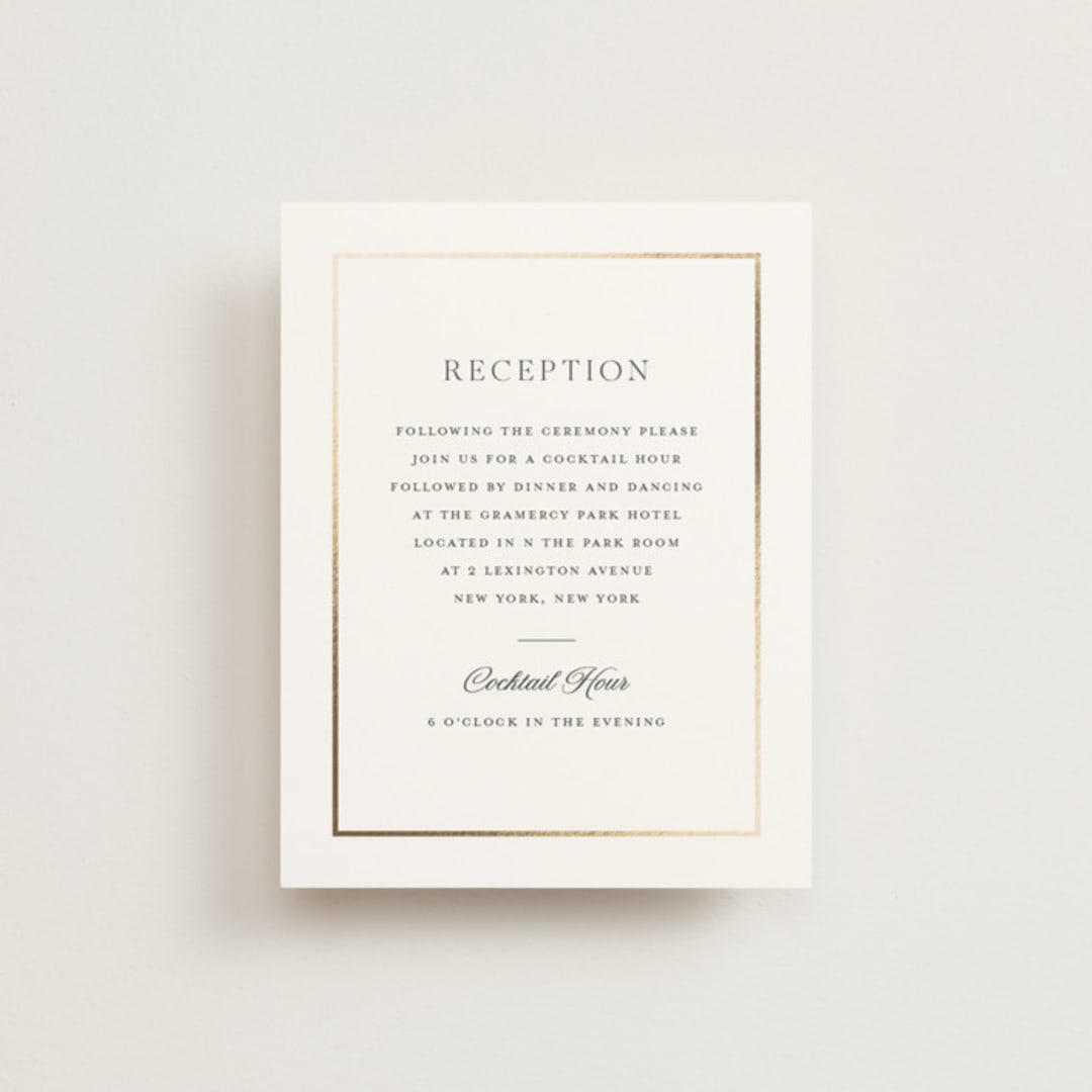 "Opulence" - Reception Cards in Pearl by Stacey Meacham - Front
