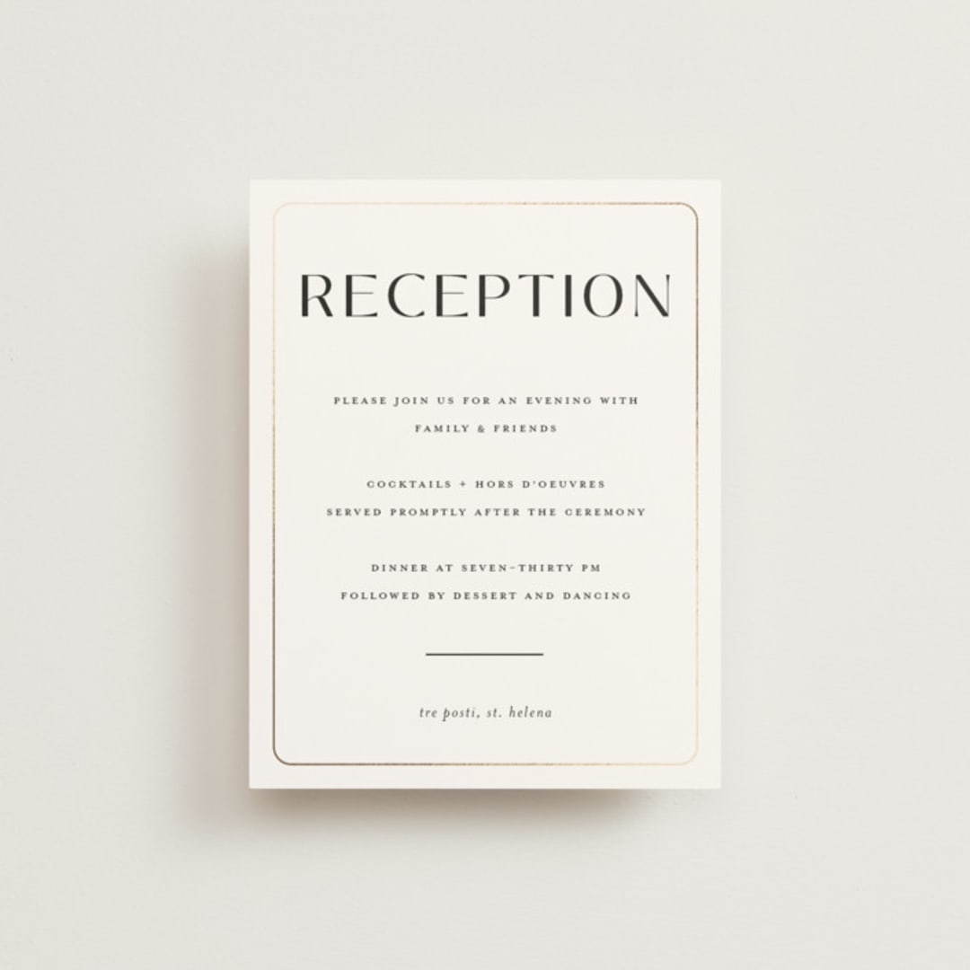 "Loren" - Reception Cards in Cotton by Christie Garcia - Front