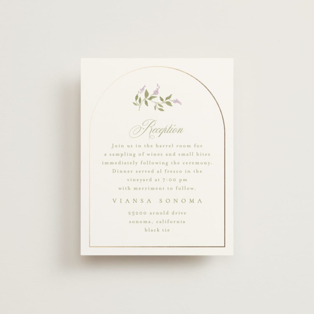 "Marmont" - Reception Cards in Lilac by Kristie Kern - Front