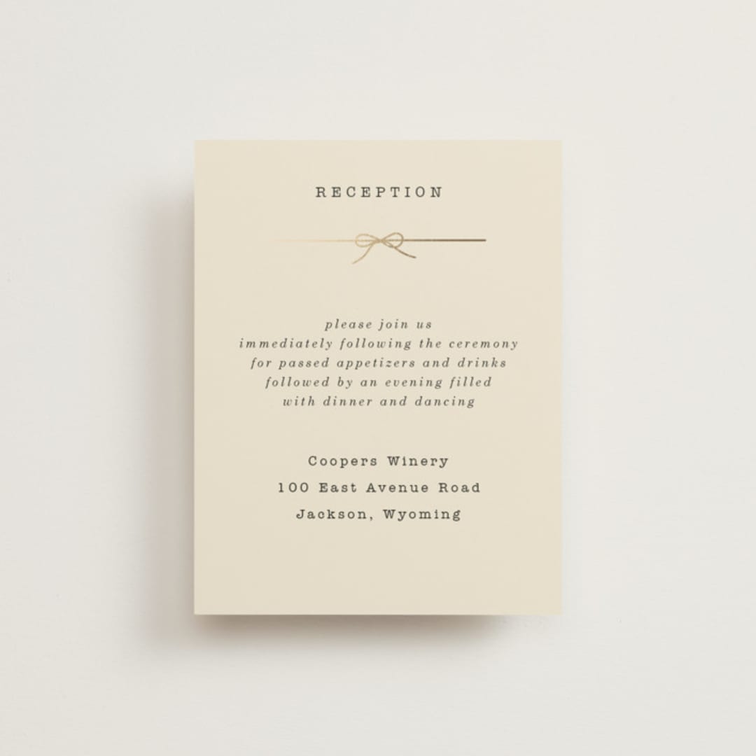 "Bow Tie" - Reception Cards in Ivory by Baumbirdy - Front