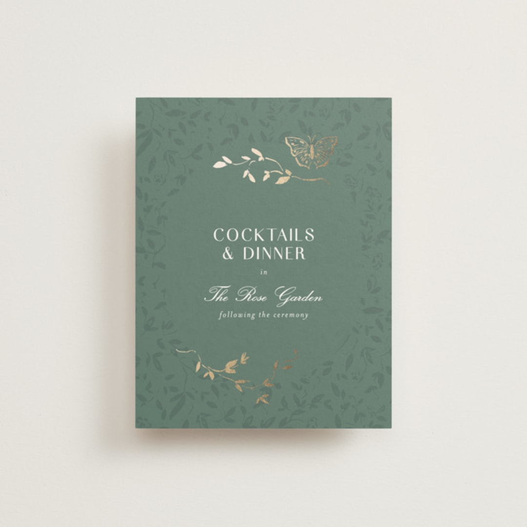 "Southern Romance" - Reception Cards in Eucalyptus by Simona Camp - Front