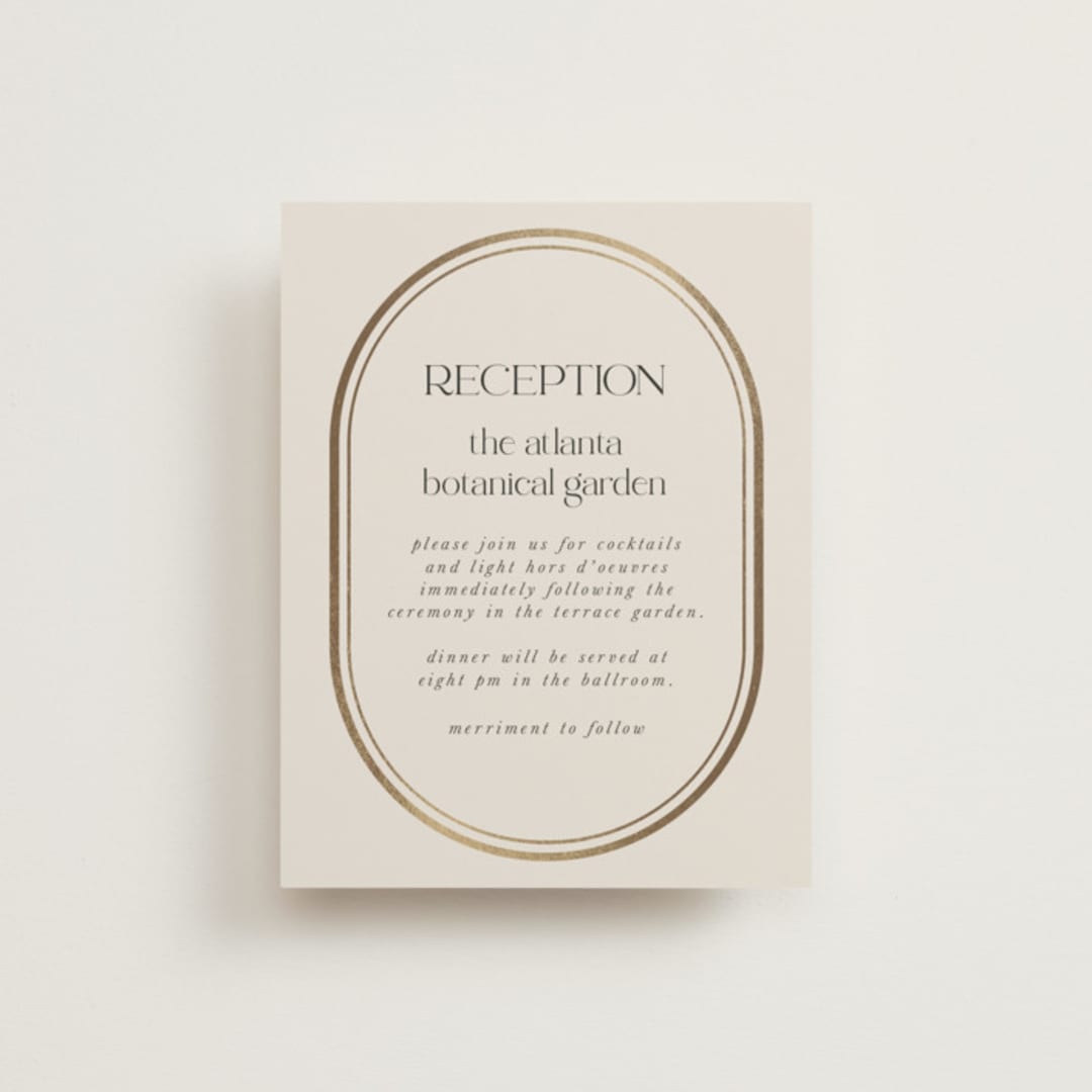 "oval" - Reception Cards in Sandstone by Lori Wemple - Front