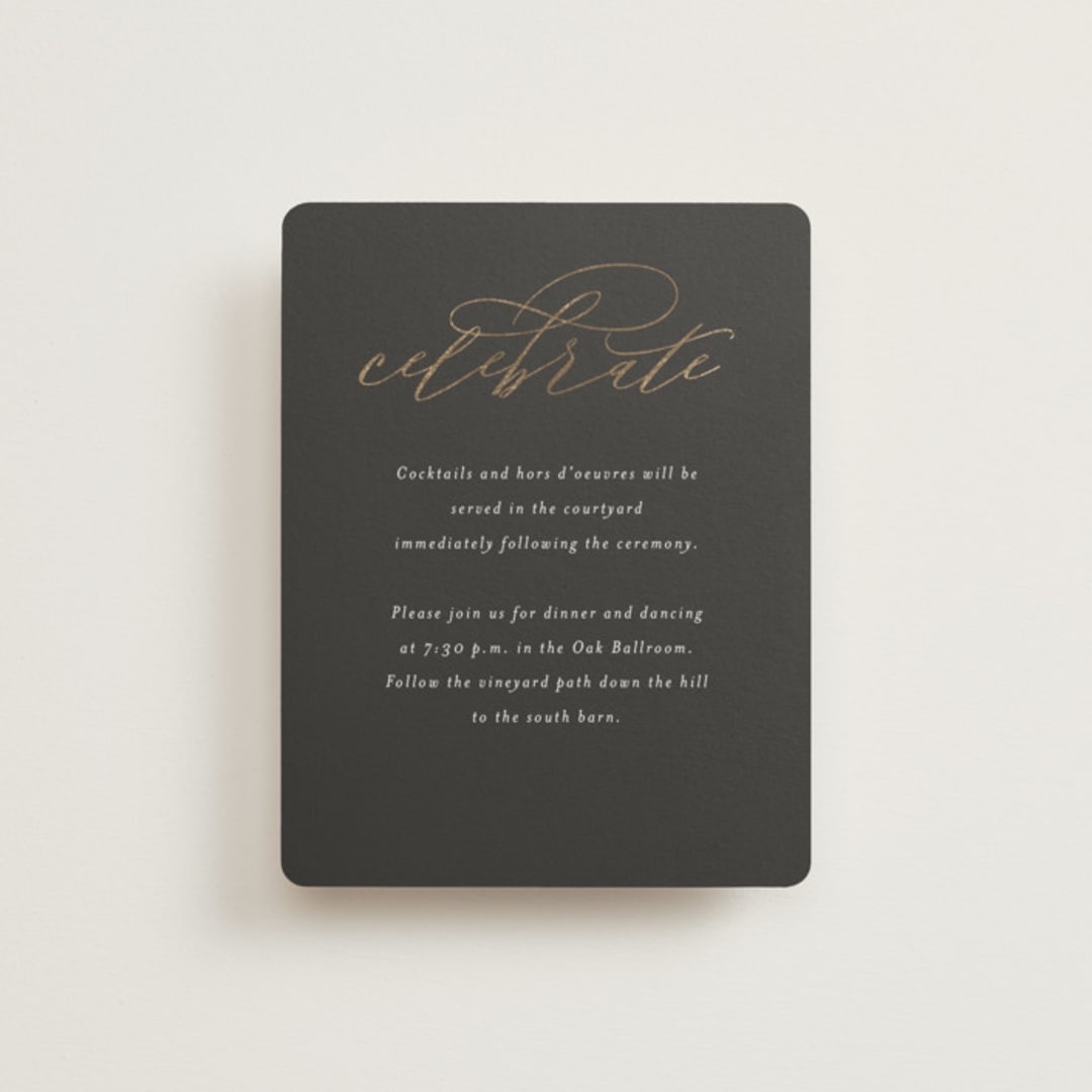 "Over Monogram" - Reception Cards in Stormy by Jessica Williams - Front