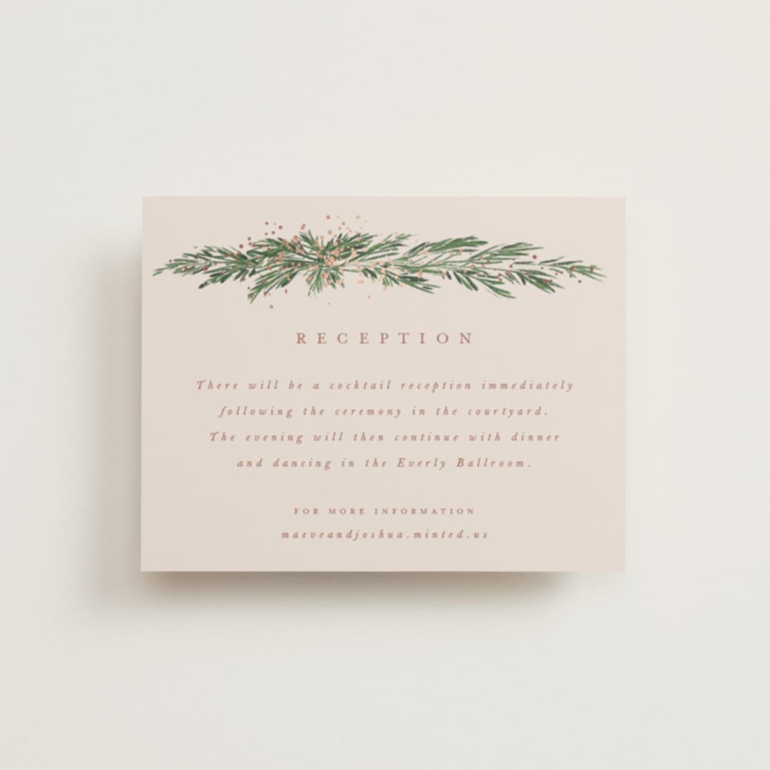 "Winter Garland" - Reception Cards in Latte by Leah Bisch - Front