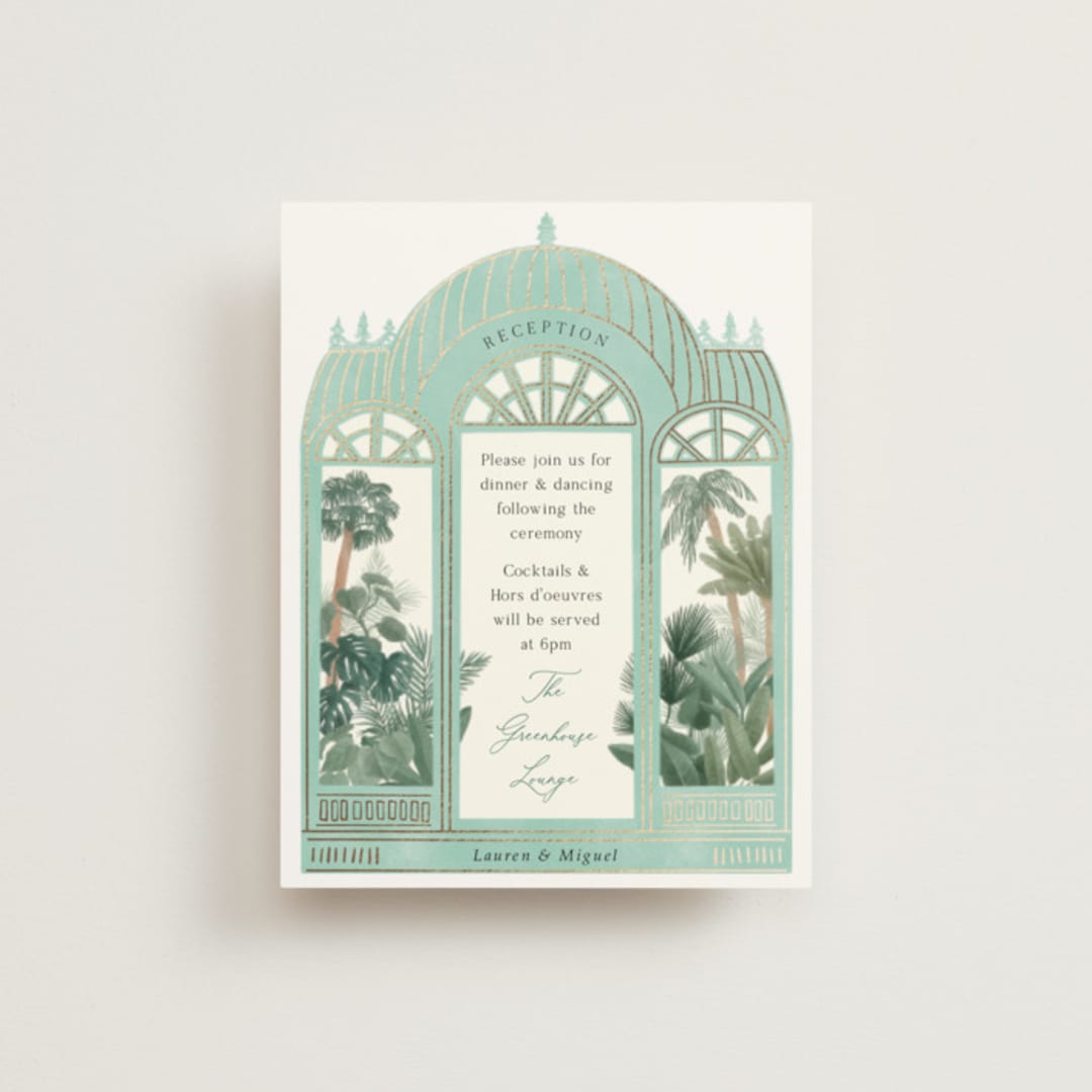 "The Greenhouse" - Reception Cards in Seagreen by Elly - Front