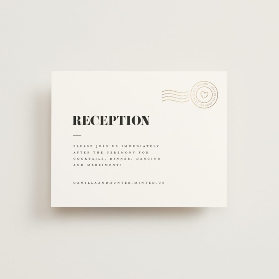 "Golden Stamp" - Reception Cards in Snow by FRANI - Front