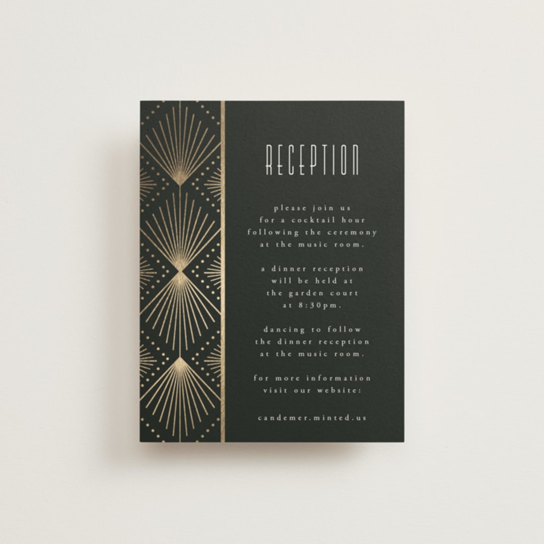 "Deco pattern" - Reception Cards in Onyx by Ana de Sousa - Front