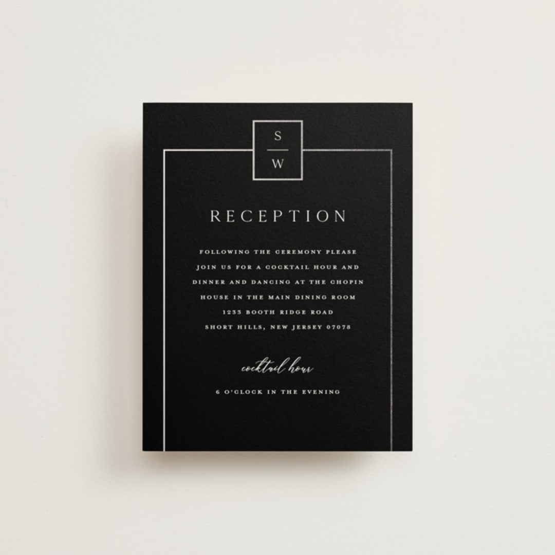 "Elegant Station" - Reception Cards in Noir by Stacey Meacham - Front