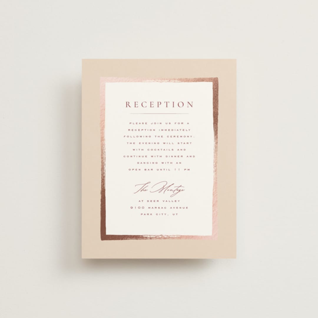 "Romantic Frame" - Reception Cards in Peony by Wildfield Paper Co - Front