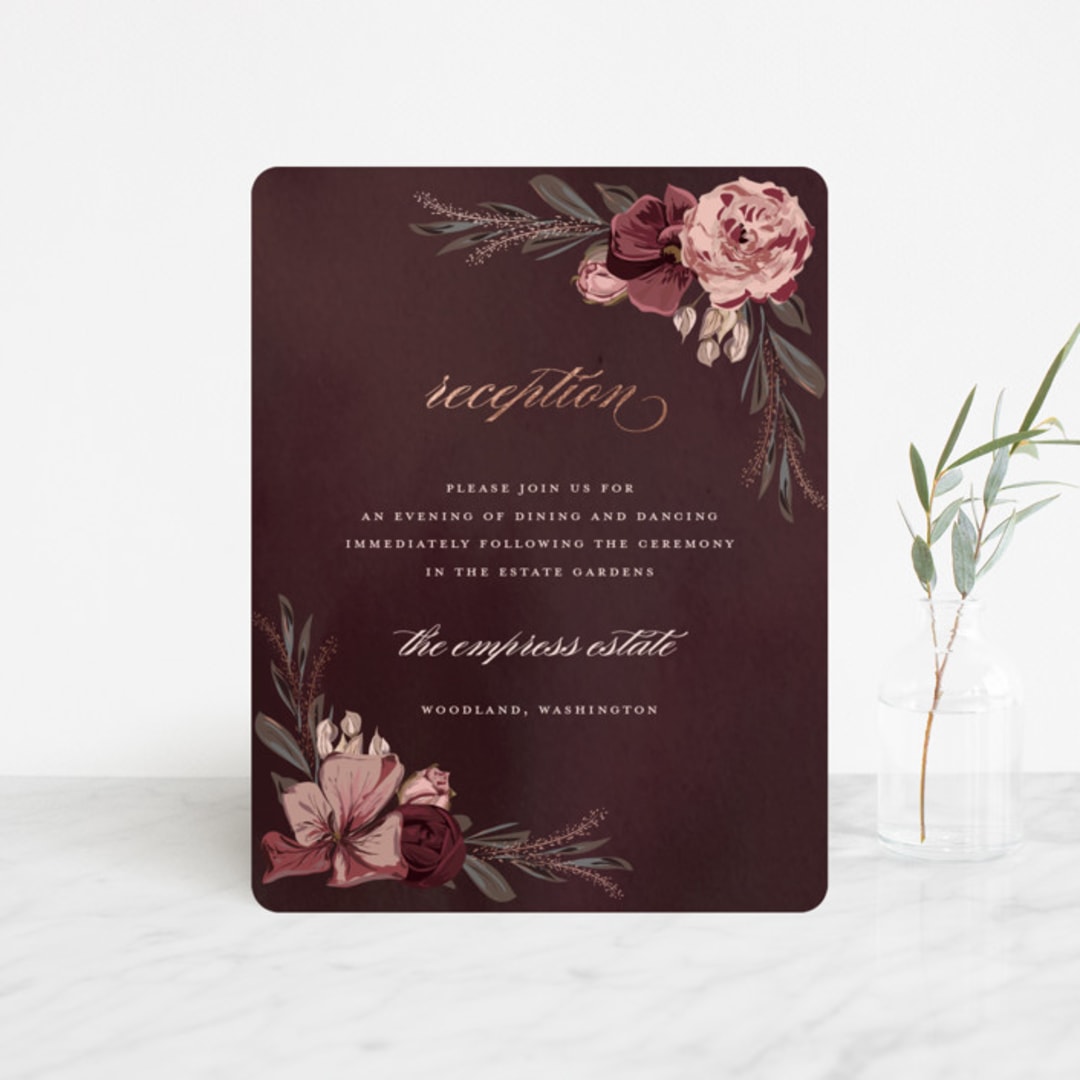 "Verdigris" - Reception Cards in Rose by Susan Moyal - Front