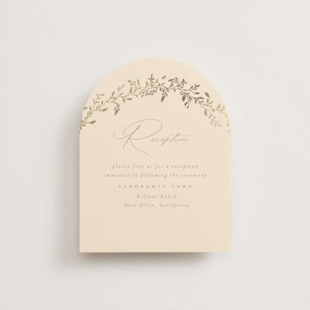 "Leafy Garland" - Reception Cards in Sand by Creo Study - Front