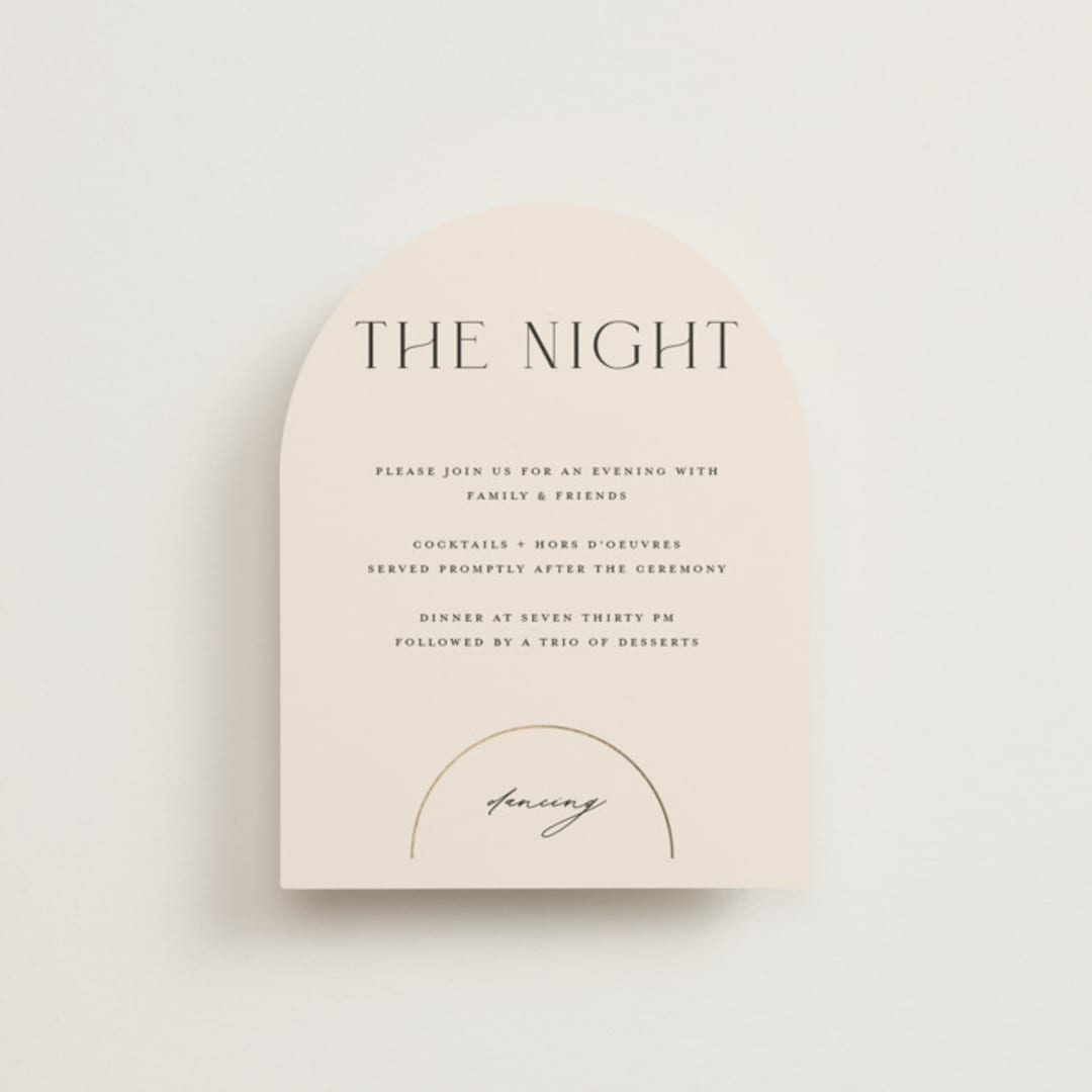 "Modernist Monogram" - Reception Cards in Latte by Christie Garcia - Front