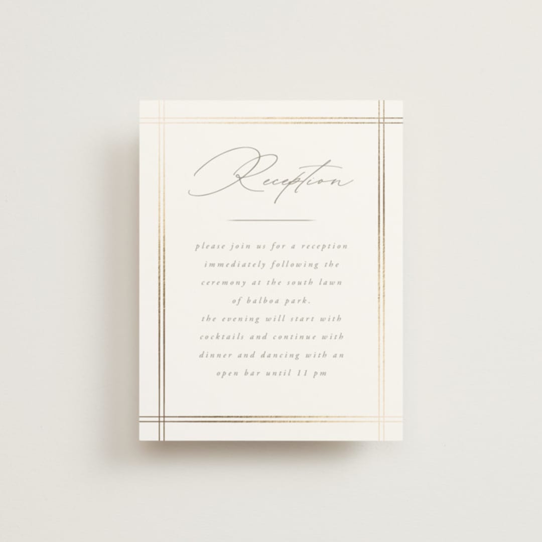 "Classic Line Frame" - Reception Cards in Silk by Wildfield Paper Co - Front