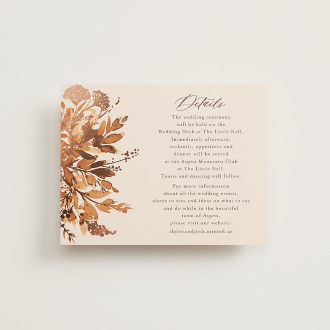 "Wedding in Aspen" - Reception Cards in Rust by Chris Griffith - Front