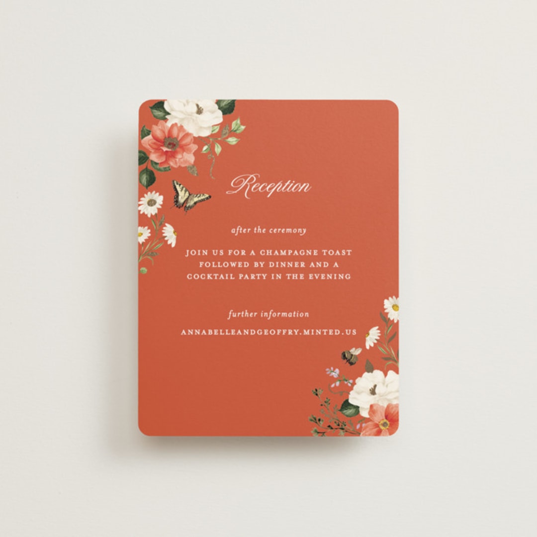 "Fleur" - Reception Cards in Verona Sunset by Sarah Knight - Front