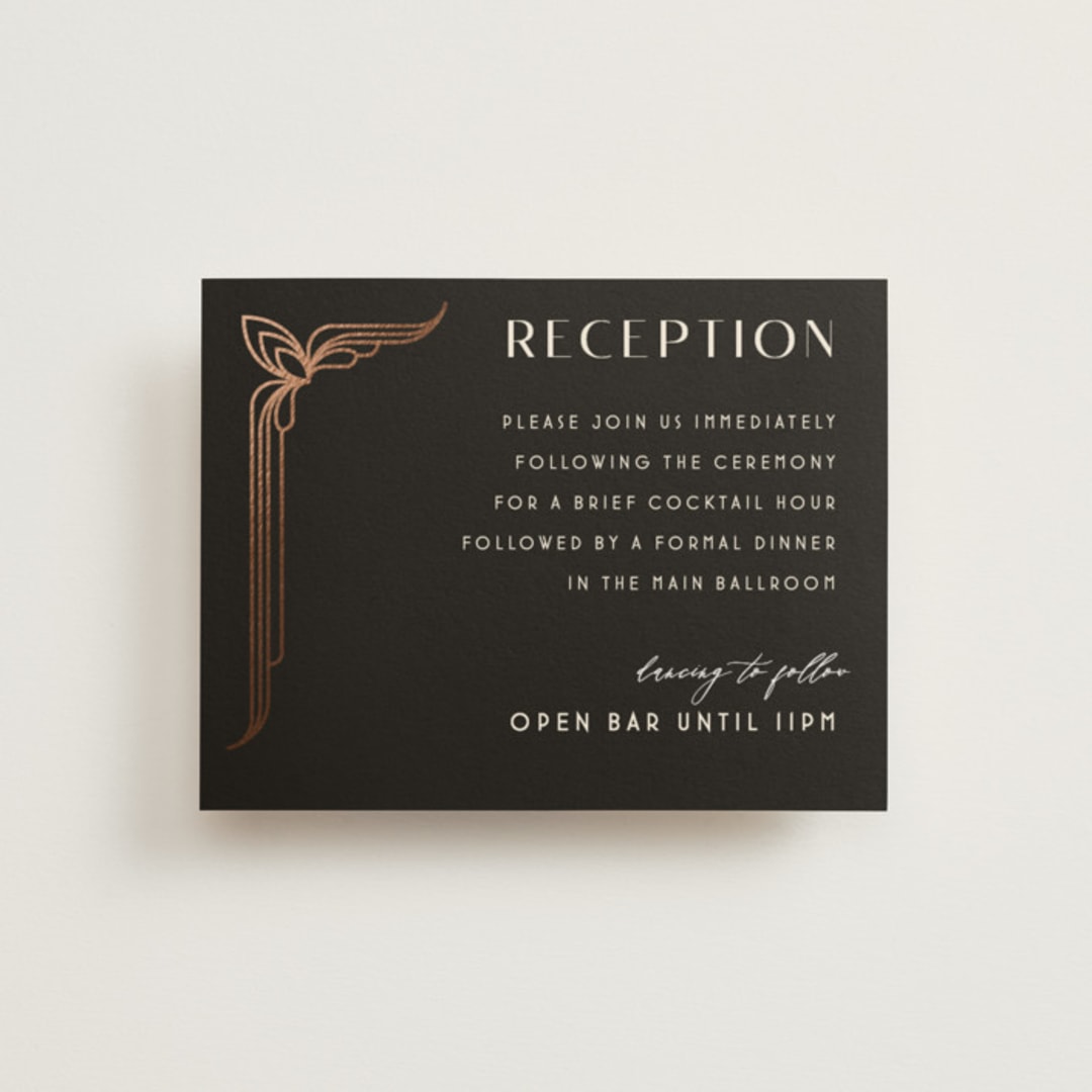 "Geometric Deco" - Reception Cards in Midnight by GeekInk Design - Front