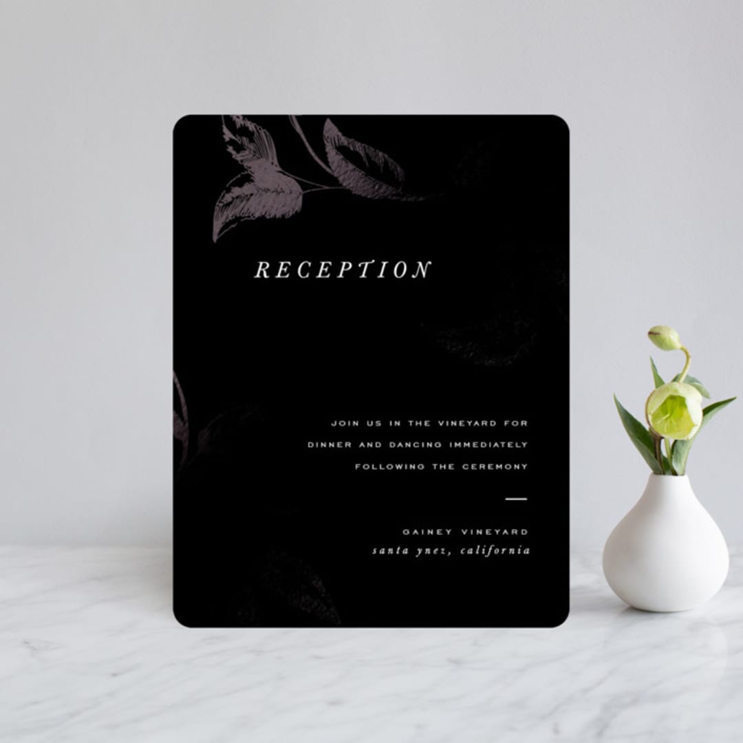"Halcyon" - Reception Cards in Tuxedo by Leah Bisch - Front