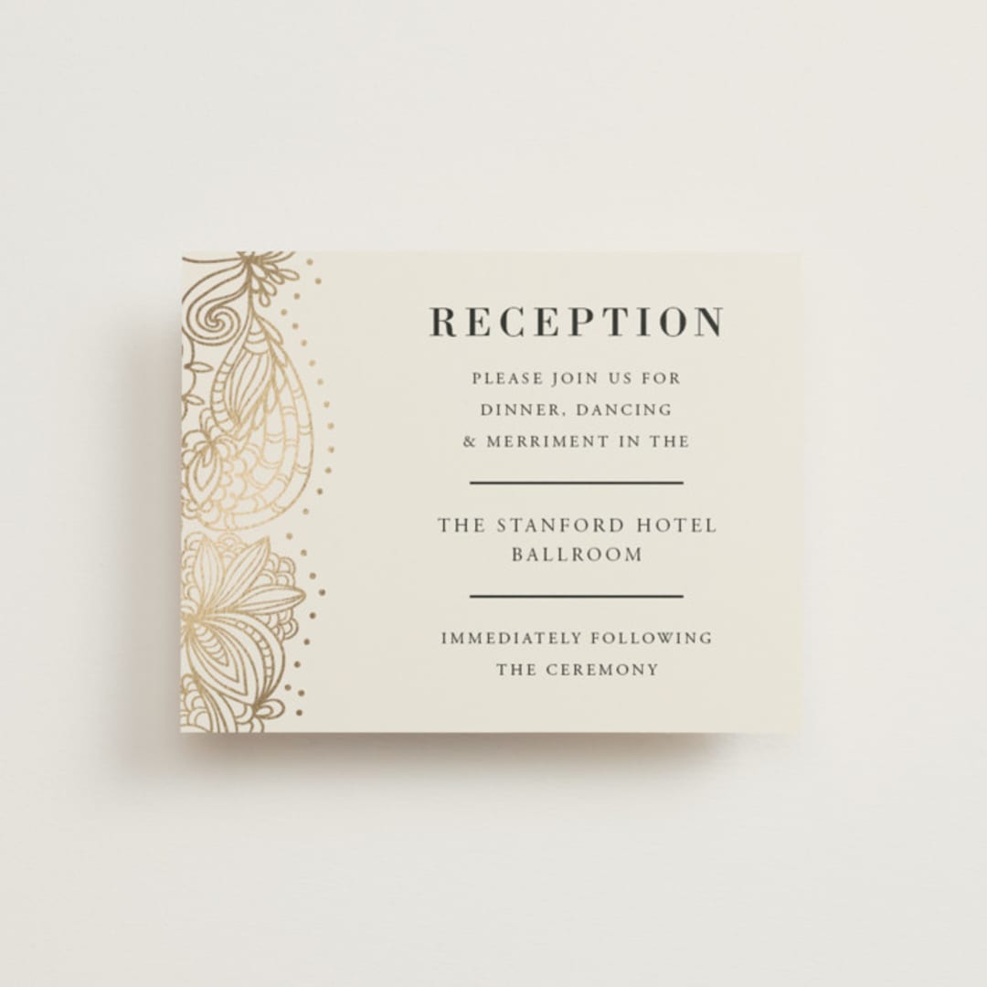 "Elegant Henna" - Reception Cards in Champagne by Oma N. Ramkhelawan - Front