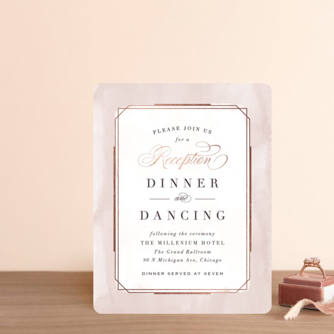 "Forever Elegant" - Reception Cards in Mauve by Hooray Creative - Front