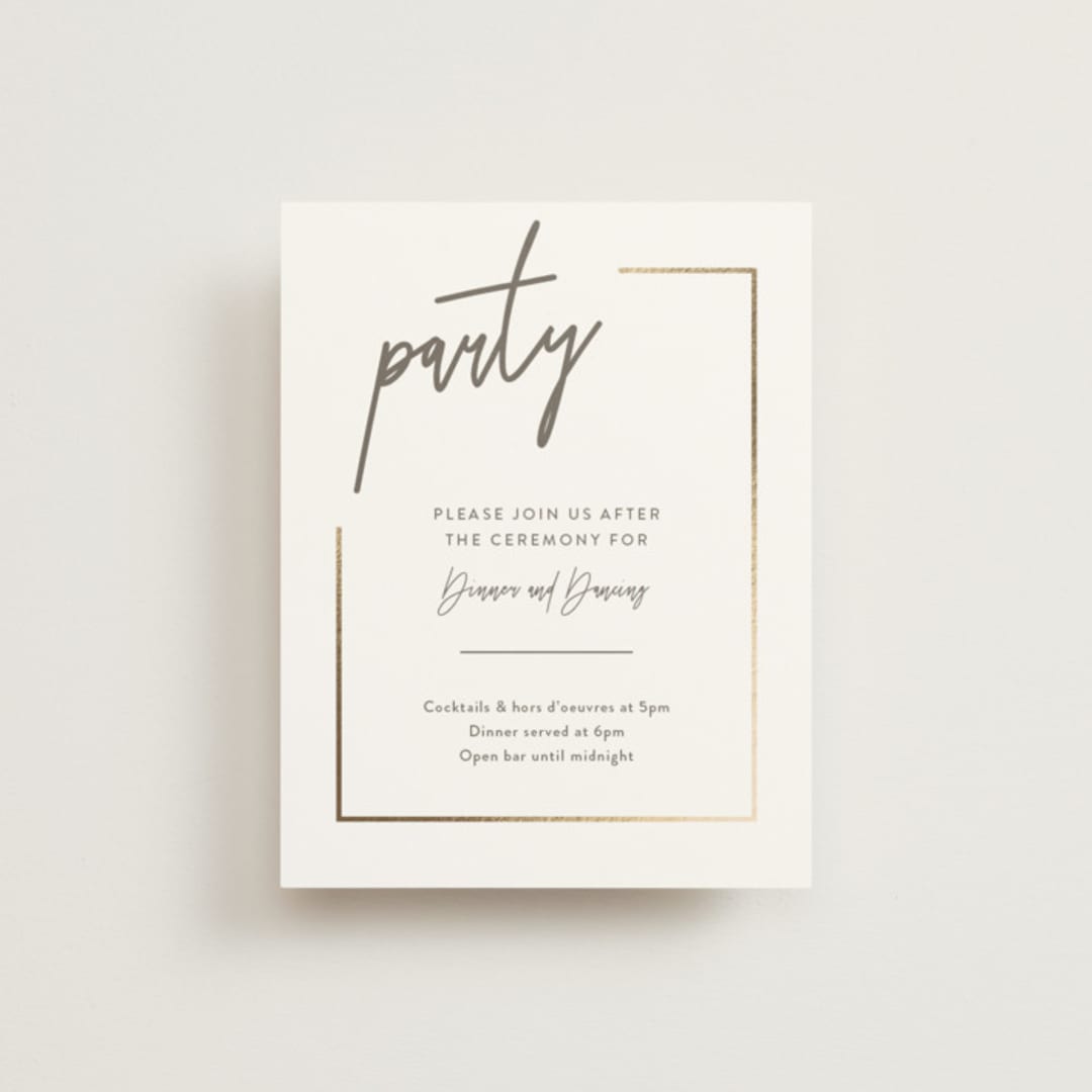 "Balanced" - Reception Cards in Milk White by Robin Ott - Front