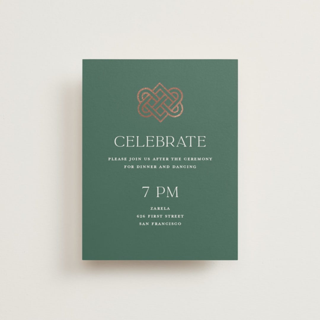"Celtic Love Knot" - Reception Cards in Clover by Kerry Doyle - Front