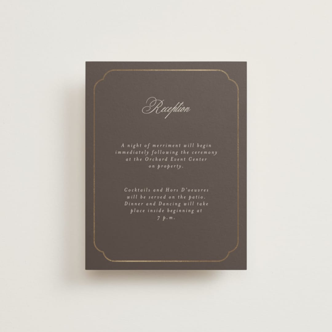 "Arch Frame" - Reception Cards in Cognac by Emily Betts - Front