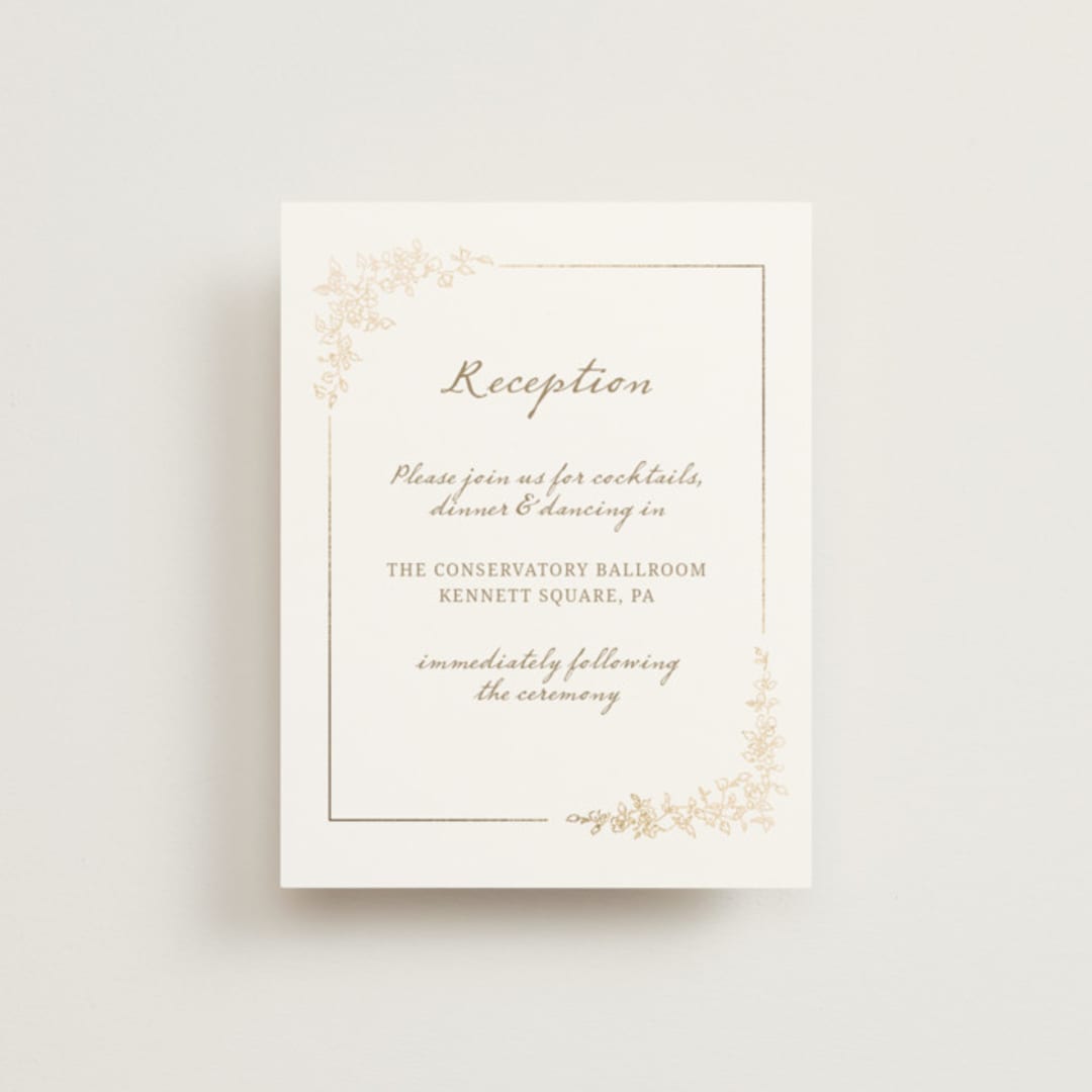 "Boho flower crest" - Reception Cards in Ivory by Cass Loh - Front