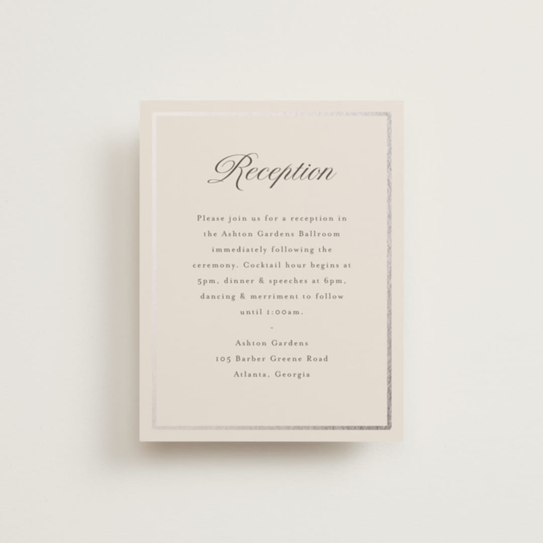 "Tux" - Reception Cards in Antique by Nicole Walsh - Front