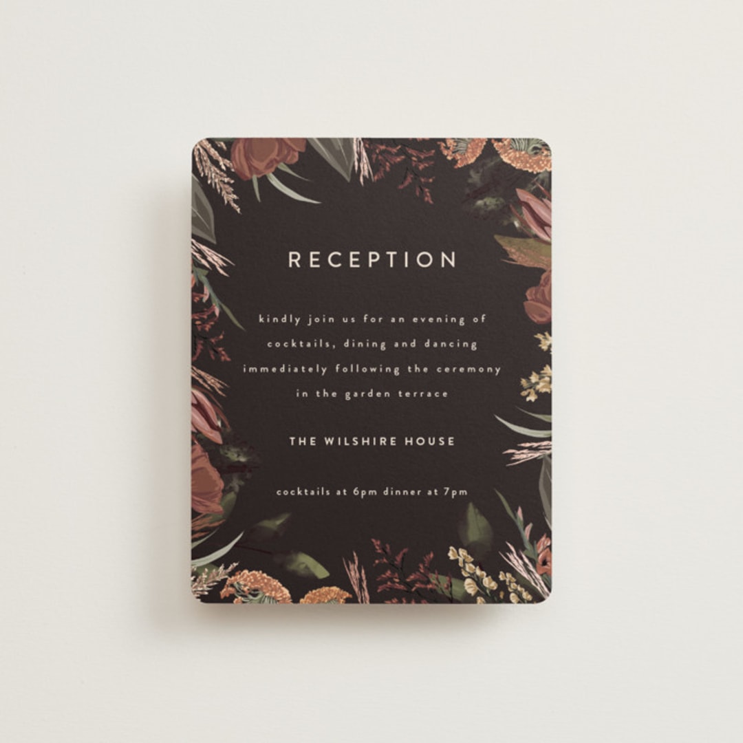 "Sunset Florals" - Reception Cards in Copper by Susan Moyal - Front