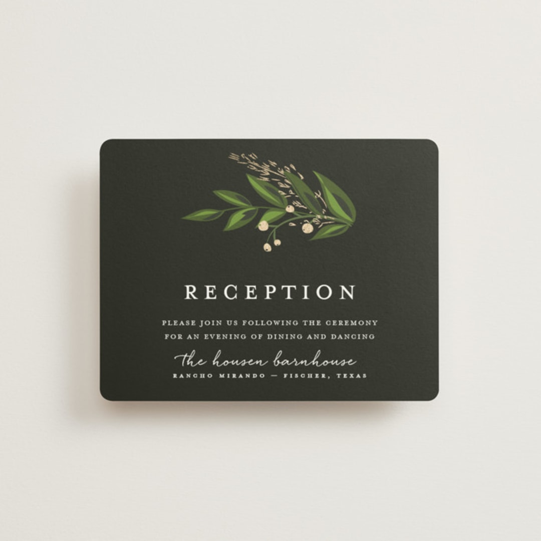"Vines of Green" - Reception Cards in Fern by Susan Moyal - Front