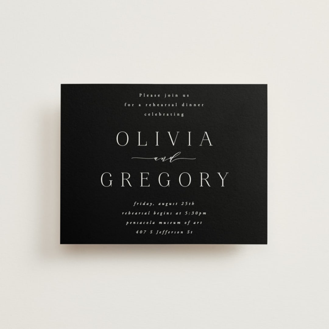 "Classy Type" - Rehearsal Dinner Cards in Lily by Hooray Creative - Front