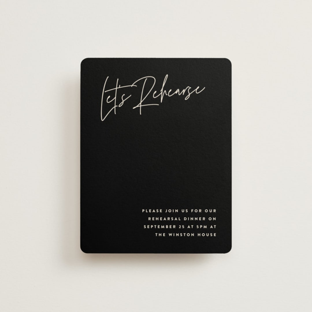 "Signed" - Rehearsal Dinner Cards in Champagne by JoAnn Jinks - Front