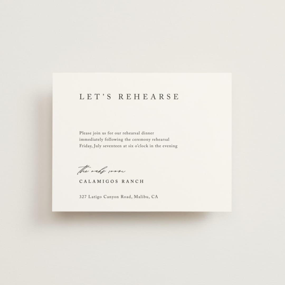 "Astoria" - Rehearsal Dinner Cards in Silk by Kelly Schmidt - Front