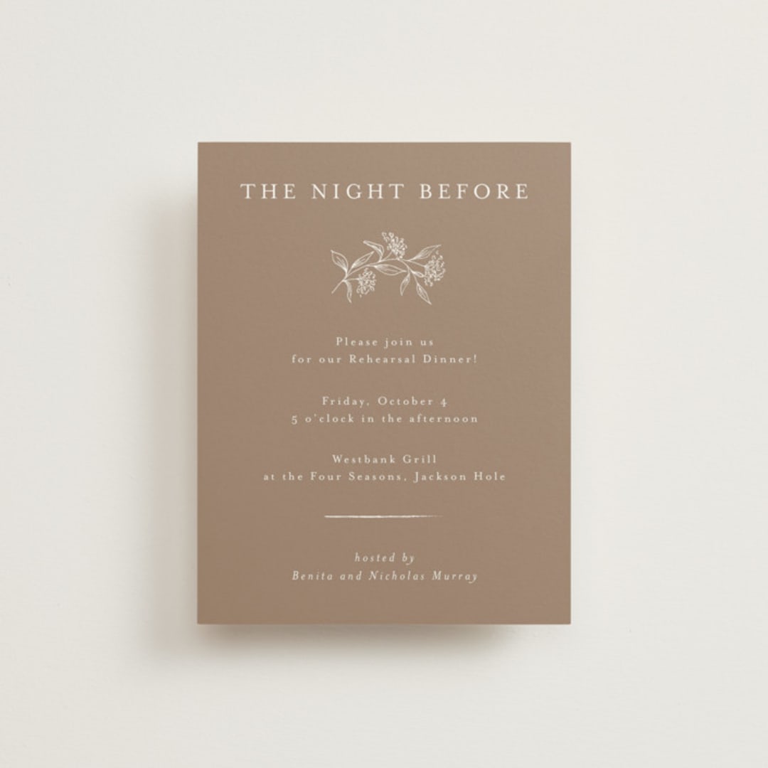 "Monogrammed" - Rehearsal Dinner Cards in Taupe by Chris Griffith - Front